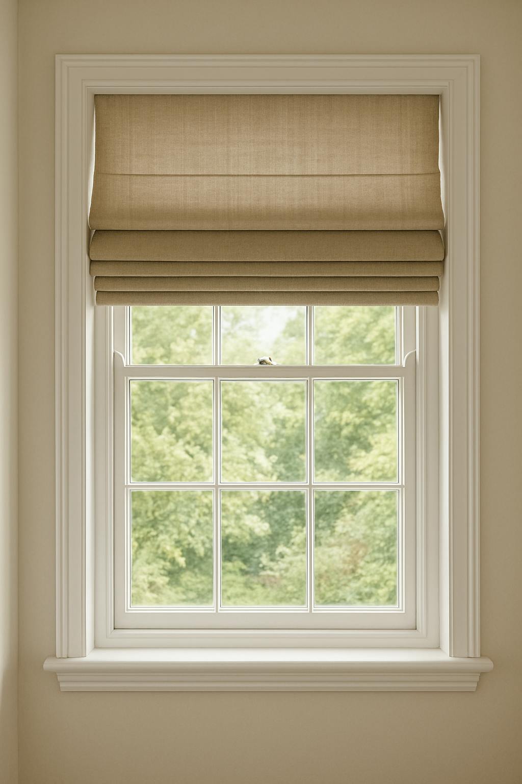 sash window with roman blinds